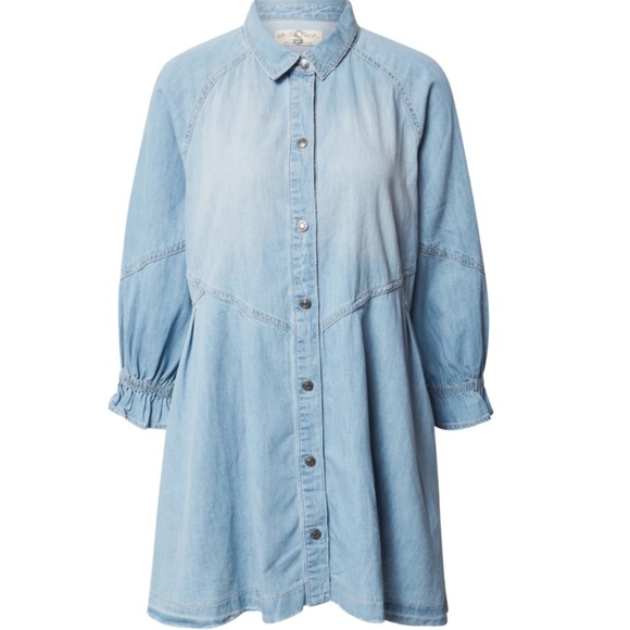Free People Dresses & Skirts - Free People * We The Free Hannah Denim Mini Dress with Pockets * Size XL * NWT!